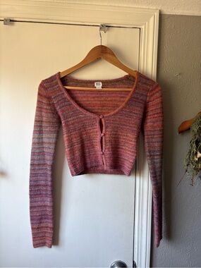 BDG Multicolor Striped Knit Top in Pink and Orange Hues